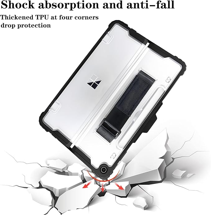 for Microsoft Surface Pro12 Case 1st Edition 12 Inch 2025,Heavy Duty Rugged Protective Tablet Cover, Kickstand Case (Black)