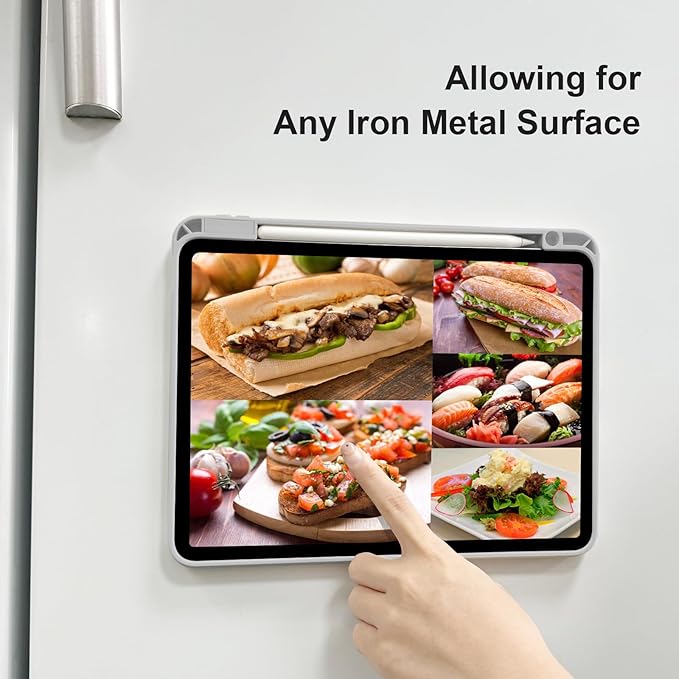 Case for iPad Air 13 Inch M3/M2 2025/2024, iPad Pro 12.9 Inch 6th/5th Generation 2022/2021 with Pencil Holder, Vertical Stand, Detachable Magnetic Trifold Stand Case,Auto Wake/Sleep, Gray