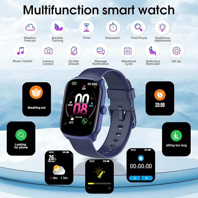 Smart Watch for Men Women, 1.95"HD Curved Screen Smartwatch (Dial/Answer Calls), Heart Rate Sleep Monitor Fitness Smartwatch, 112+Sports Modes Activity Trackers,IP68 Waterproof Watches for Android iOS
