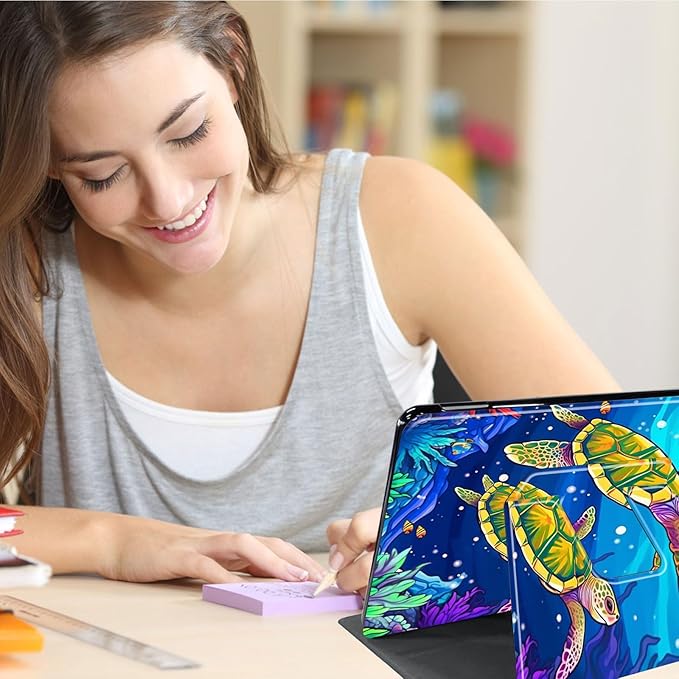 Case for Lenovo Tab M10 Plus 10.3", 360 Degree Rotating Folding Stand,with Auto Sleep/Wake Case for Lenovo Tab M10 Plus (2020 2nd Gen) TB-X606F/TB-X606X 10.3" FHD Tablet,Green Corals sea Turtle