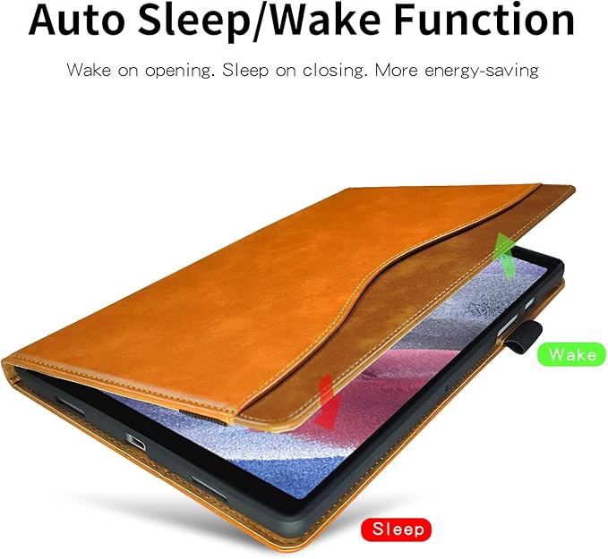 Case for Samsung Galaxy Tab A7 Lite 8.7 inch 2021 Case SM-T220 / T225 Bussiness Premium PU Leather Folio Stand Cover Flip Shell with Card Slot for Galaxy Tab A7 Lite 8.7'' Tablet -Orange