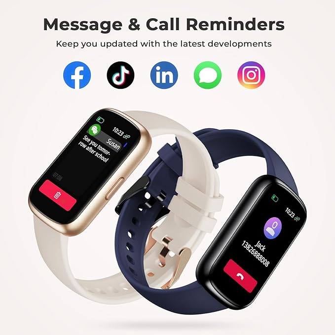 Fitness Tracker for Women Men, Smart Watch Band with 24/7 Heart Rate Blood Oxygen Sleep Monitor, Calories Step Tracker Pedometer 3ATM Waterproof Activity Tracker for Android iOS, Goldlight