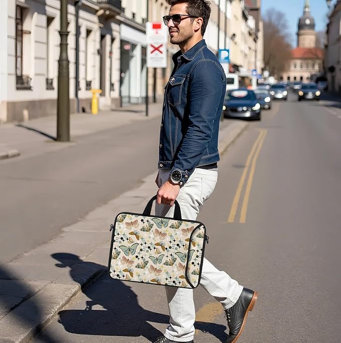 RICHEN 14 15 15.4 15.6 inch Laptop Shoulder Bag Messenger Bag Notebook Handle Sleeve Neoprene Carrying Case with Accessories Pocket (14-15.6 inch, Butterflies Wishes)