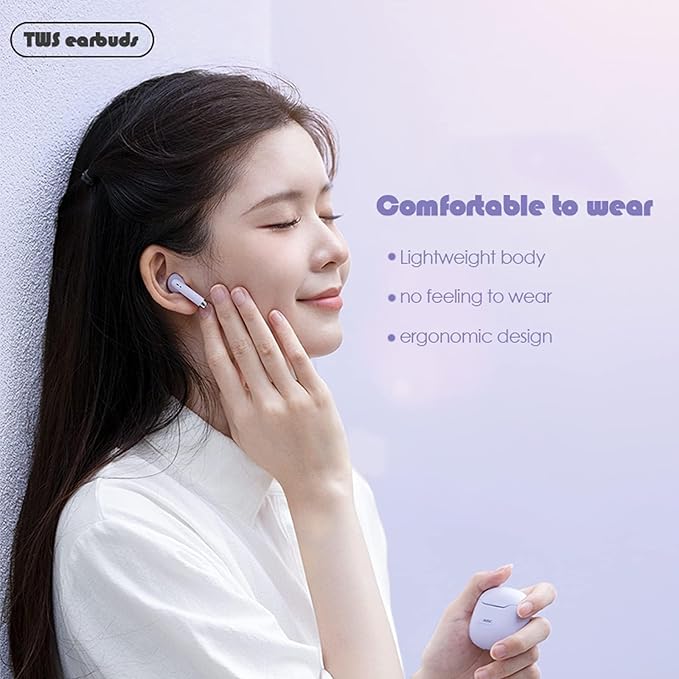 True Wireless Earbuds White Bluetooth 5.3 with Microphone for Working Out Noise Canceling Blue Tooth Ear Buds Deep Bass TWS Wireless Earphones with Charging Case in Ear Headphone for iPhone Android