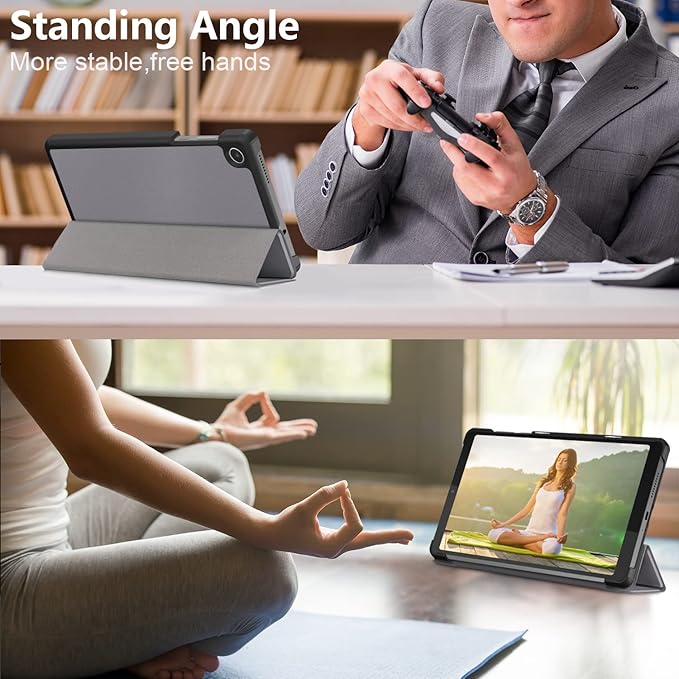 Case for Lenovo Tab M8 4th Gen 2023, Folding Folio Ultra-Thin PU Leather Stand Case Cover for Lenovo Tab M8 4th Gen TB-300FU Gray