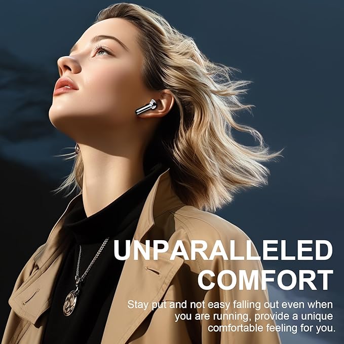 Wireless Earbuds, Bluetooth 5.4 Headphones Deep Bass Stereo, in-Ear Earphones with 4 ENC Mics, 40H Playtime LED Display Mini Charging Case Ear Buds, IP7 Waterproof Wireless Headphones for Android iOS