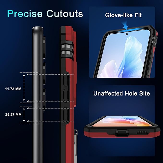 DEERLAMN Case for Samsung Galaxy S24+ Plus with Slide Camera Cover+Screen Protector (1 Pack), Rotated Ring Kickstand Military Grade Shockproof Protective Cover-Red