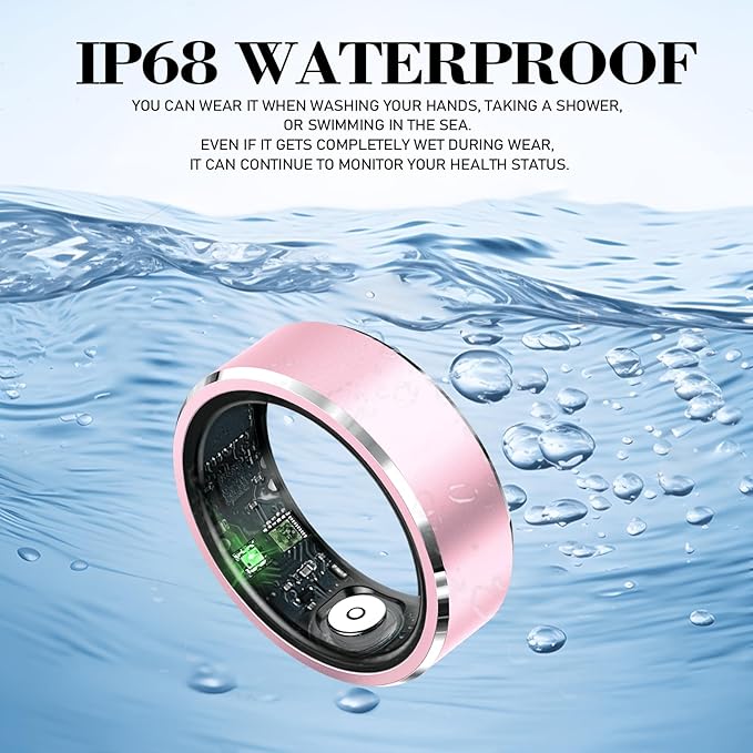 Smart Ring for Women Men,IP68 Waterproof Wearable Fitness Tracker with Sleep Tracking Heart Rate Healthy Monitor Ring Activity Monitoring Steps for iOS Android