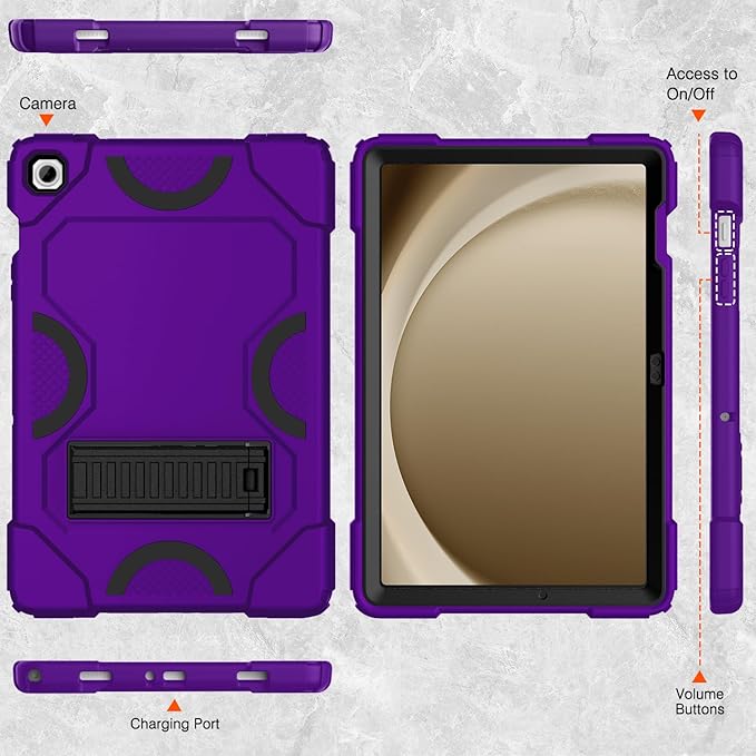 Case for Samsung Galaxy Tab A9+ 11 Inch 2023 Model (X210/X216/X218), Heavy Duty Shockproof Rugged Protective Case for Galaxy Tab A9 Plus Tablet (Dark Purple+Black)