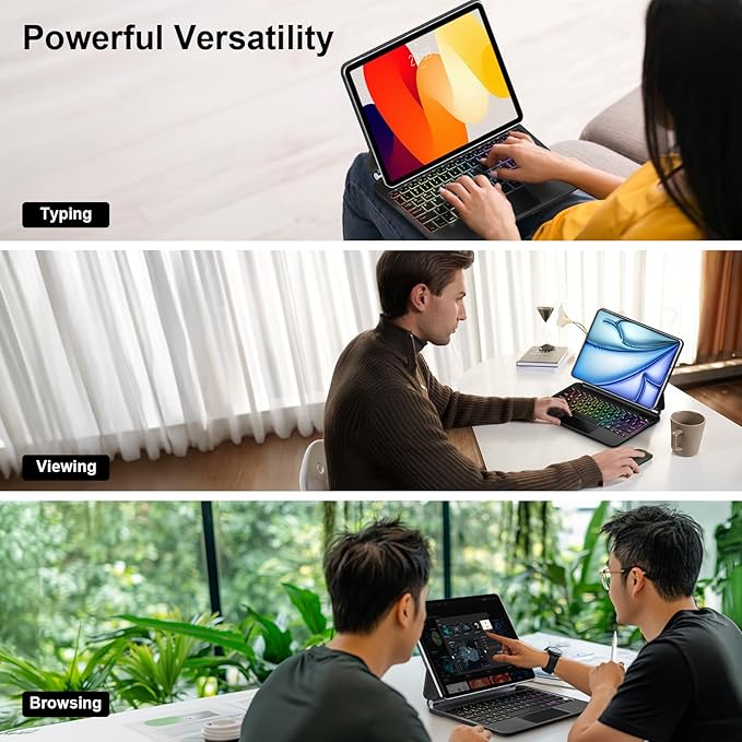 Keyboard Case for iPad Air 13 inch (M3 2025/M2, 2024),iPad Pro 12.9 inch (3/4/5/6th Gen),Magic-Style Magnetic – Floating Cantilever Stand – Backlit Keyboard Case with Multi-Touch Trackpad