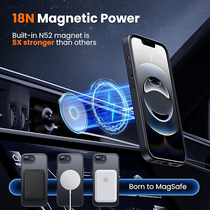 3 in 1 for iPhone 16 E Case, Screen Protector*2,Matte Skin Feeling Back Cover Military-Grade Protection for iPhone 16e Phone Case 6.1 inch Matte Black