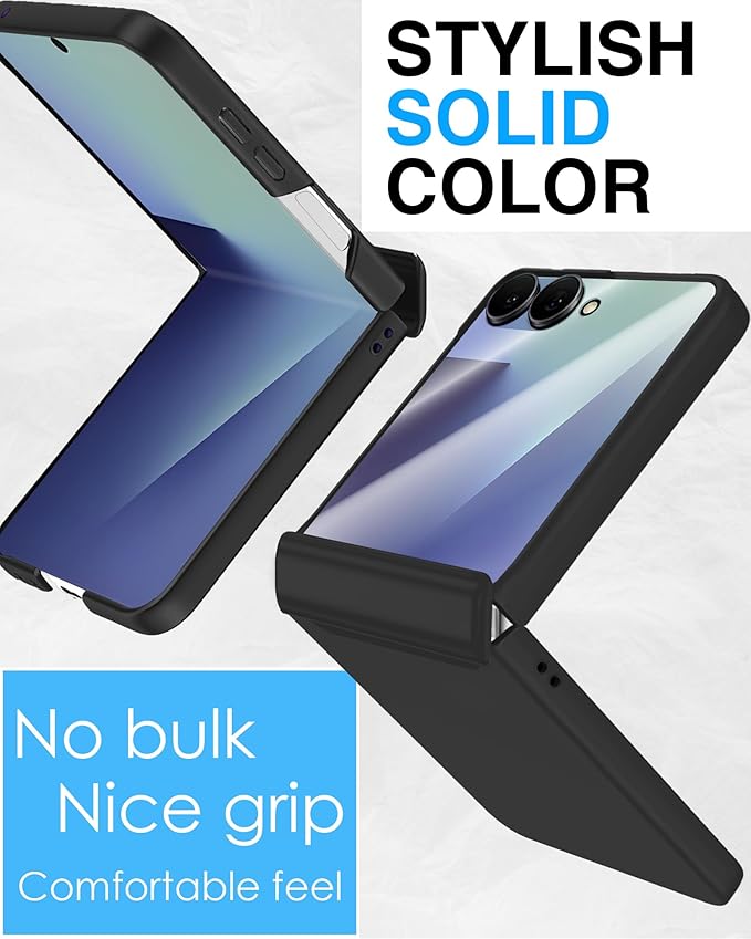 STORMTAL for Samsung Galaxy Z Flip 7 Case, Hinge Protection, Built-in Screen Protector, Wireless Charging, Shockproof, Slim Rugged Phone Protective Case for Galaxy Z Flip 7 Black