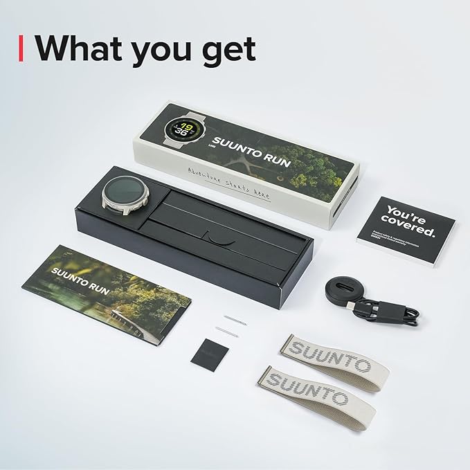 SUUNTO Run Sports Watch, 1.32" AMOLED Touchscreen w/Crown Button, 12D Battery Life, Dualband Accurate GPS, Wrist Heart-Rate & Sleep Health Tracking, 35g Lightweight & 4GB Offline Music, Frost Gray