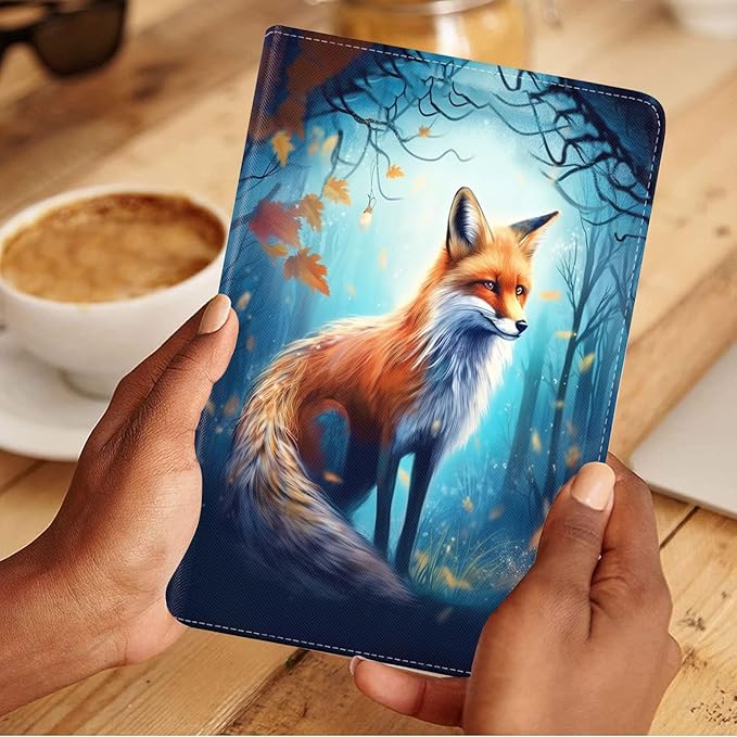 Case for Samsung Galaxy Tab S10 Lite / S10 FE / S9 FE 10.9-Inch / S9 11-Inch, Slim Lightweight PU Leather Stand Cover with Auto Wake/Sleep, Jungle Fox
