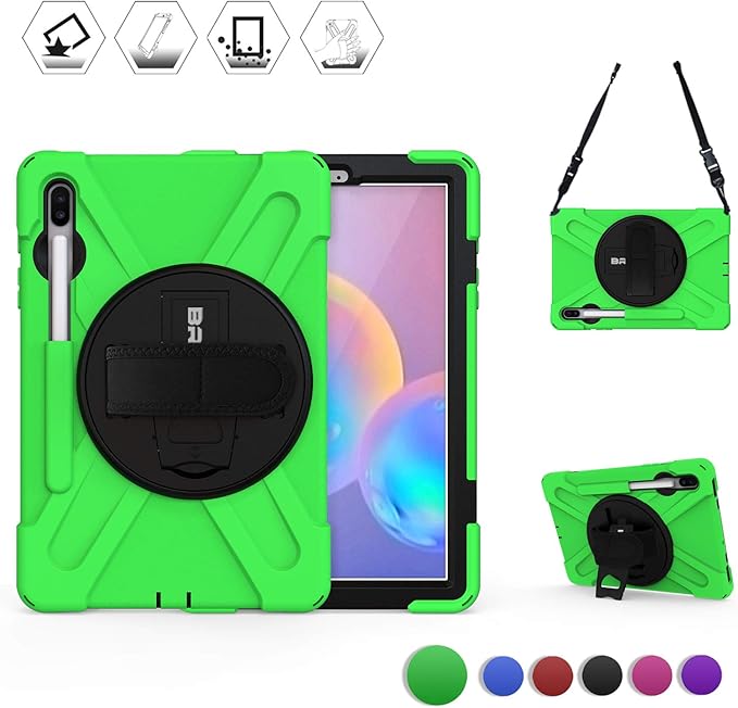 BRAECN for Galaxy Tab S6 Case with Pen Holder/Hand Strap/Rotating Stand/Shoulder Strap,Hybrid Heavy Duty Shockproof Case for 2019 Model 10.5 inch Galaxy Tab S6 Tablet(SM-T860/T865/T867)-Green