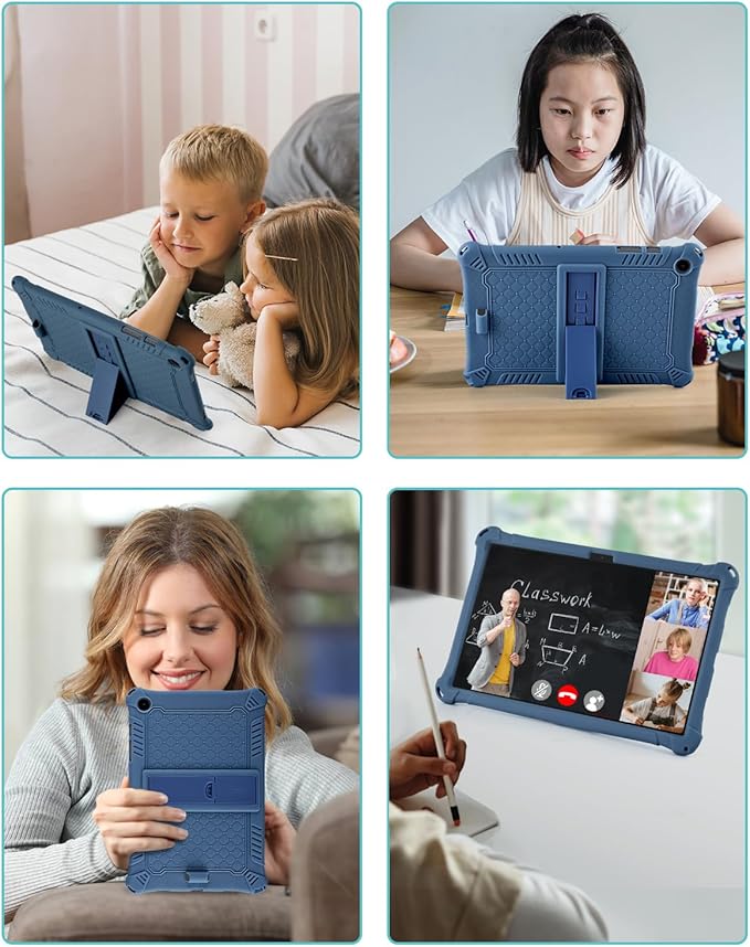 DETUOSI Compatible with Samsung Galaxy Tab A9 Plus Case 11 inch 2023, with Shoulder Strap & Stylus Pen, Soft Silicone Multi-Angle Case for Galaxy Tab A9+ Tablet SM-X210/X216/X218, Dark Blue