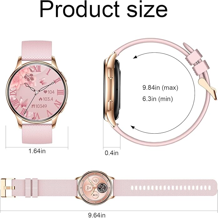 Smartwatch for Women, Waterproof Bluetooth Call Watch for Android iOS Phones, 1.32" AMOLED Round Touch Screen Fitness Tracker with 100+ Sports Modes/Health Monitor/Password Lock/Message Reminder