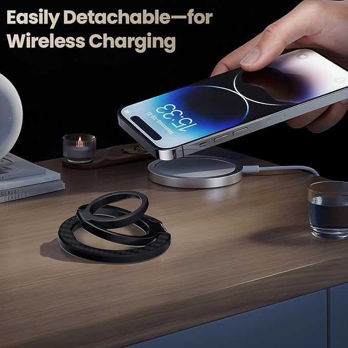 Nillkin MagSafe Phone Grip Ring Holder for Double Sided Magnet, Removable Magnetic Phone Ring Holder with Stand for iPhone 17/16/Pixel MagSafe Case, Lauren Fiber, Magsafe Ring Stand, Phone Kickstand