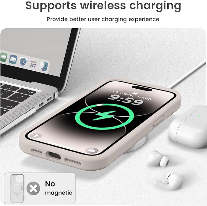 Vooii for iPhone 14 Pro Max Case (Upgraded Camera Protection) (Soft Anti-Scratch Microfiber Lining) Liquid Silicone Shockproof Full Body Protective Phone Cover, 6.7”, Stone