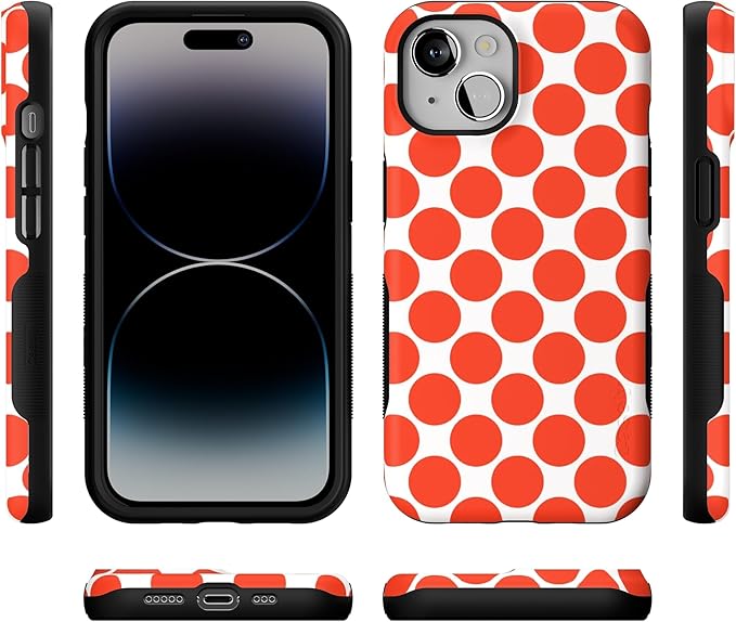 Casely iPhone 14 Case | Red Dots | High Contrast Design | Compatible with MagSafe | Bold Protective Design