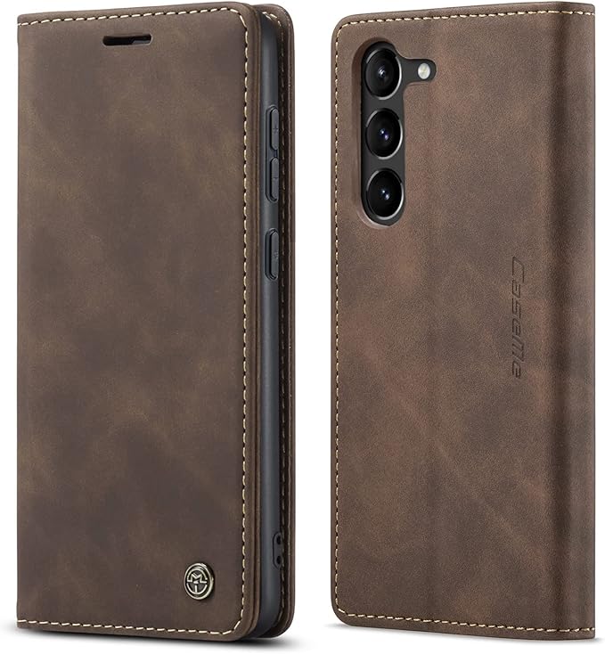 for Samsung Galaxy S23 5G Case, Flip Wallet Leather Case with Card Holder Magnetic Closure Shockproof Kickstand Protective Phone Cases Cover for Galaxy S23 5G 6.1 Inch,Coffee