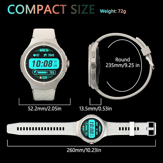 Military Smart Watch with Heart Rate Monitor/Compass/Flashlight/GPS, 1.43" Smartwatch with 170+ Sport Modes,5ATM Waterproof Fitness Watch for Men & Women, Compatible iOS Android (Silver)