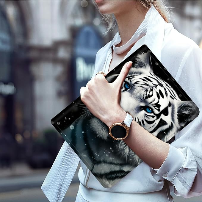 Case for 13 Inch Microsoft Surface Pro 8 (2021 Release) PU Leather Slim Lightweight Multiple Angles Stand Smart Cover with Auto Wake/Sleep for 2021 Surface pro 8 13 Inch, Cool Tiger