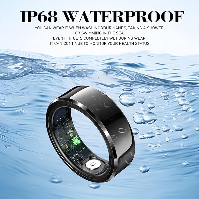 Smart Ring for Women Men,IP68 Waterproof Wearable Fitness Tracker with Sleep Tracking Heart Rate Healthy Monitor Ring Activity Monitoring Steps for iOS Android