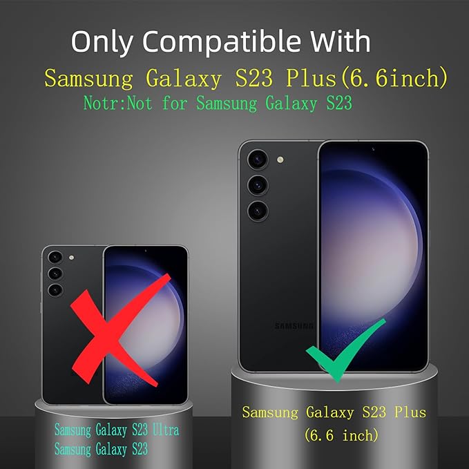 for Samsung Galaxy S23 Plus Case Magnetic Compatible with MagSafe with 1 Screen Protector,for S23+Plus Phone Case with Kickstand Ring Military Grade Drop Heavy Duty Protection Shockproof Clear