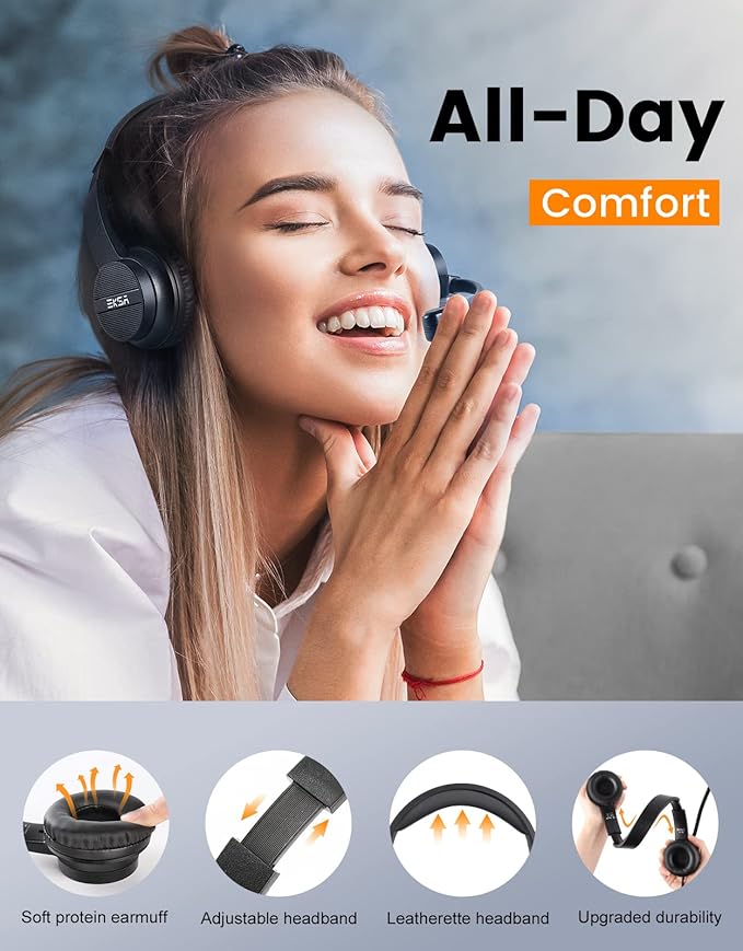 Headsets with Microphone for Laptop, 3.5mm Wired Computer Headset Super-Lightweight Noise Cancelling Headphones with in-line Control Volume & Mute, PC Headset Perfect for Classroom, Home or Office