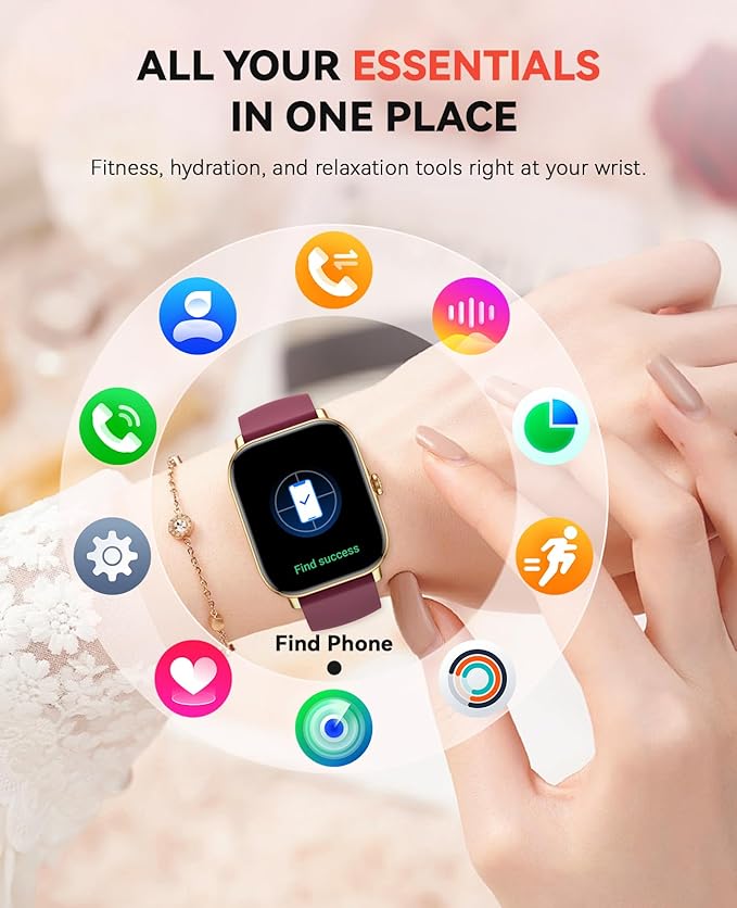 Smart Watch for Women Men, Bluetooth Call, 1.91'' HD Full Touchscreen Fitness Step Tracker Watch for Android iPhone Compatible, IP68 Waterproof Smartwatch With Sleep Monitor/Activity Tracker/Pedometer