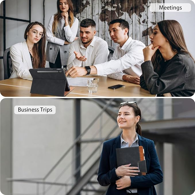 Case for Samsung Galaxy Tab S10 Lite/S10 FE/S9 FE 10.9 Inch/S9 11 Inch - Multi-Angle Stand Cover with Pocket, PU Leather Folio Case with Magnetic Clasp, Auto Wake/Sleep Smart Tablet Cover, Black