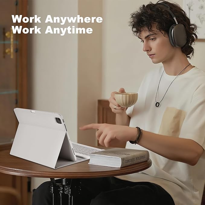 aMZCaSE for iPad Pro 13 inch Case with Keyboard (M4, 2024), iPad Pro 13 Keyboard with Magnetic Detachable Folio Slim Cover, Smart Sleep/Wake, Pencil Holder, Gray