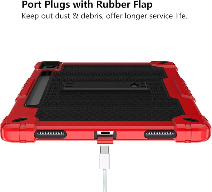 Heavy-Duty Drop-Proof Shockproof Hybrid Kids Protective Case for Lenovo Tab P12/Xiaoxin Pad Pro 12.7" Tablet TB370FU/TB371FC (Red/Black)