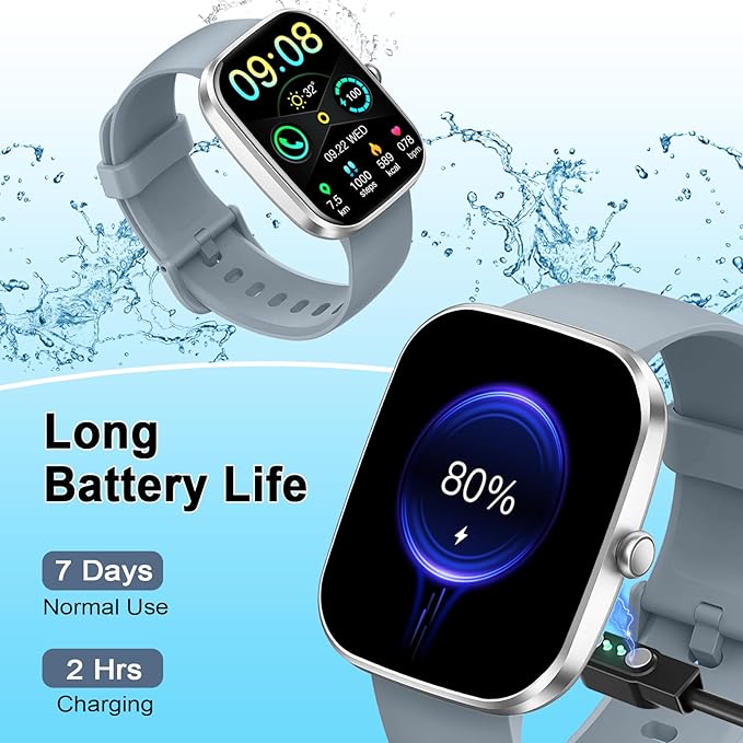 Smart Watch(Answer/Make Call), 1.91" Smartwatch for Men Women, 2025 NEW Fitness Watch with 110+ Sport Modes, Fitness Activity Tracke with Pedometer/Sleep Monitor/Heart Rate/IP68 Waterproof,Silver Grey