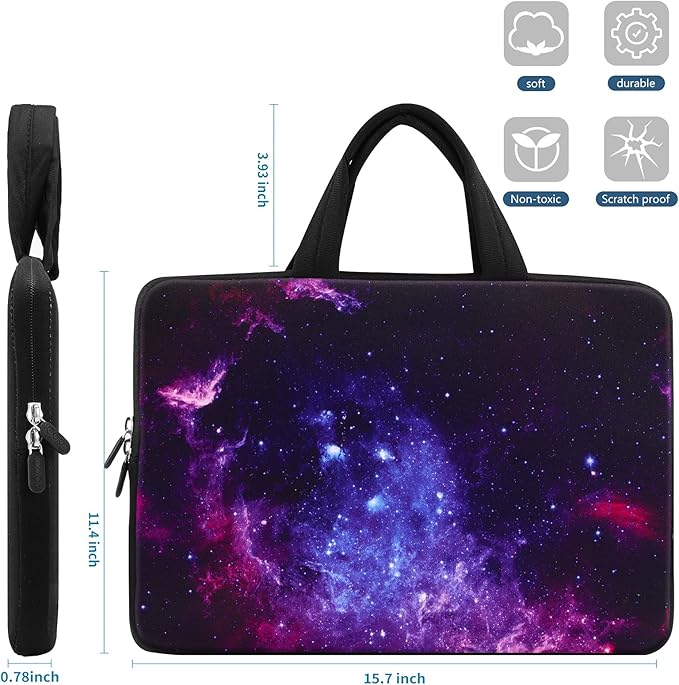 iColor 14 15 15.4 15.6 inch Laptop Bag Sleeve Handle Chromebook Case Protect Pouch Holder Notebook Sleeve Neoprene Chromebook Cover Soft Carrying Travel Case Galaxy ICB-15
