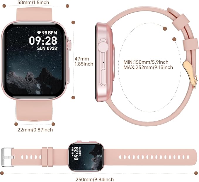 BRIBEJAT Smart Watch for Men Women (Make/Answer Call), HD 2.01'' Smartwatch IP68 Waterproof, Fitness Tracker Pedometer SpO2/Heart Rate/Sleep Monitor, Compatible with iPhone Samsung iOS Android Phone