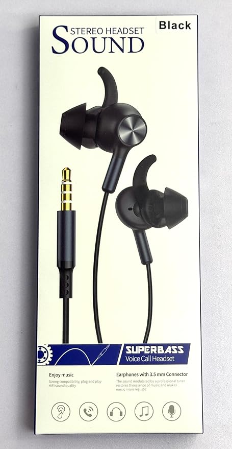 APETOO Wired Ear Buds Sport in-Ear Headphones w/Anti Fall/Hurt Wingtips, Mute Mic, Pure Stereo Bass, Noise Isolating Aux 3.5mm Earbuds for Running/iPhone/Samsung/Android/Laptop/PC/School/Small Ear