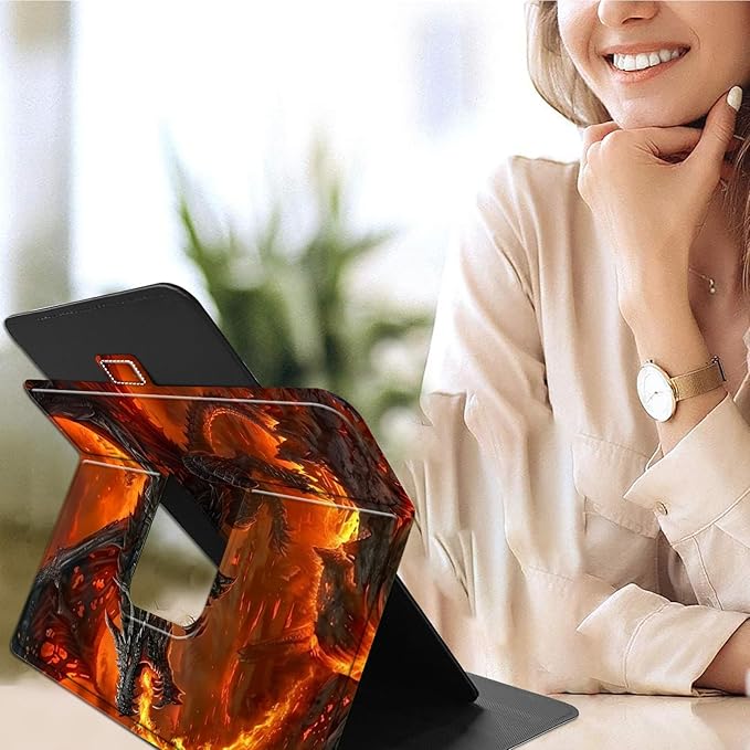 for Lenovo Tab M9 Case,9 inch Tablet Cover, Magnetic Closure Travel Portable Protective Case with 360 Degree Rotating Stand for Lenovo Tab M9 TB-310FU 2023-Angry Firedragon