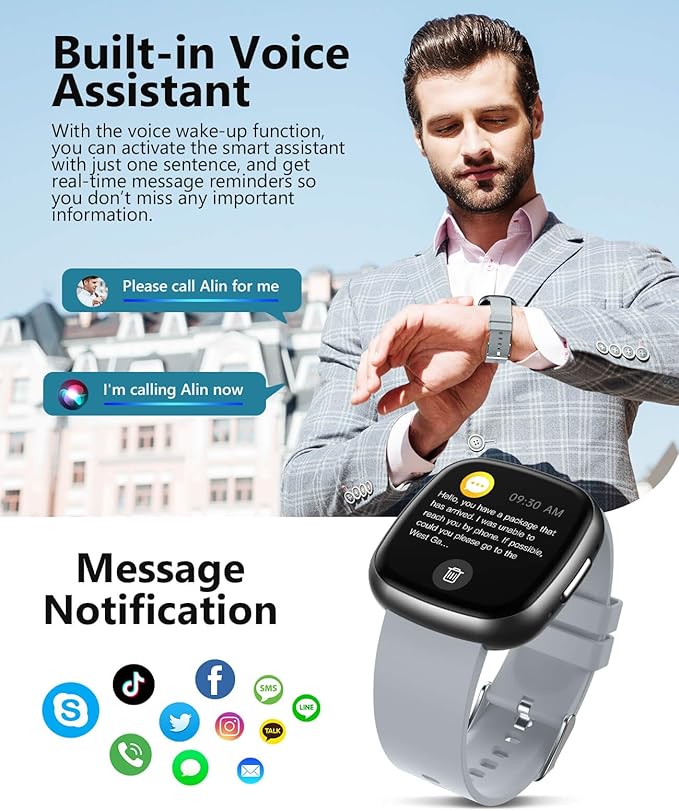 Smart Watch for Men Women, 24/7 Heart Rate/Spo2/HRV Monitor,1.72" Super Retina HD Display Fitness Watch with Sleep Monitor,135 Sports Modes Fitness Tracker, IP68 Waterproof Compatible Android and iOS