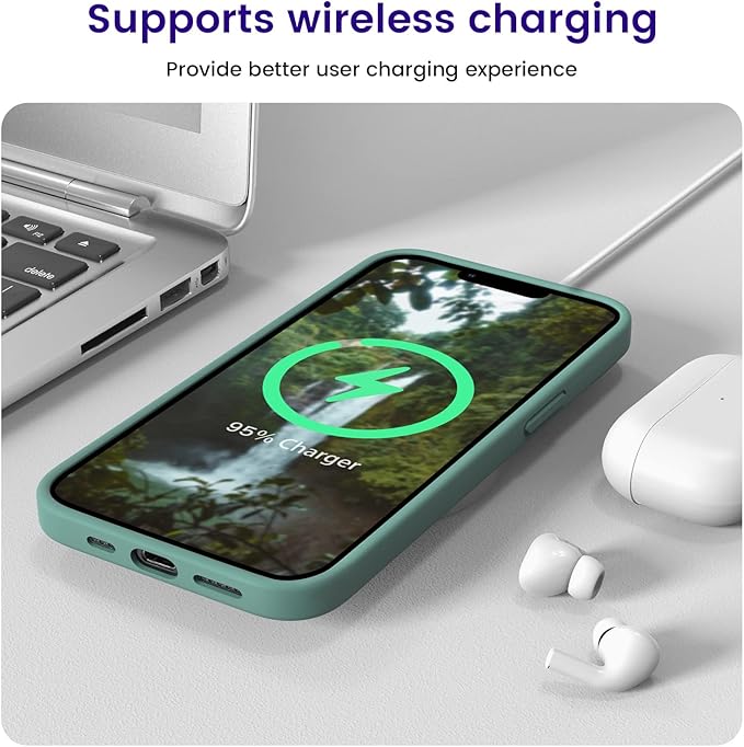 OTOFLY Designed for iPhone 14 Case, Silicone Shockproof Slim Thin Phone Case for iPhone 14 6.1 inch (Pine Green)