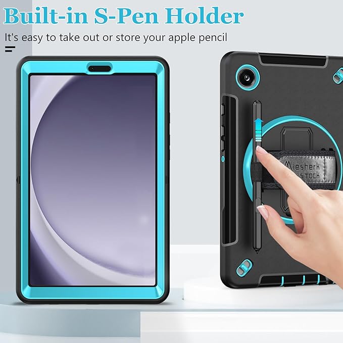 Case for Galaxy Tab A9 Plus 5G 2023: Heavy Duty TPU Cover for Samsung Tablet A9+ 11 Inch with Stand - Handle - Shoulder Strap -S-Pen Holder- Mint Green