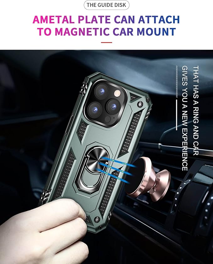 ADDIT Phone Case for iPhone 14 Pro Max Case,with Kickstand Ring,Adjustable Stand,Military Grade,Heavy Duty Protection,Shockproof,Anti-Fingerprint,Support Magnet Car Mount,Teal