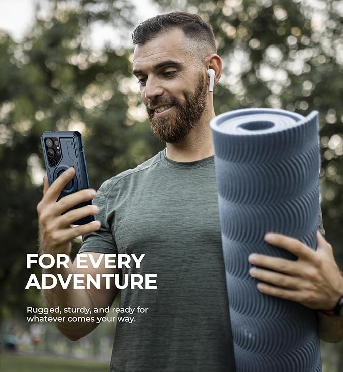 Dexnor Magnetic Case for Samsung Galaxy S24 Ultra Case, Compatible with Magsafe, 2 Front Frames & Built-in Screen Protector, Bumper Rugged Shockproof Full-Body Protective Cover with Kickstand,Navy