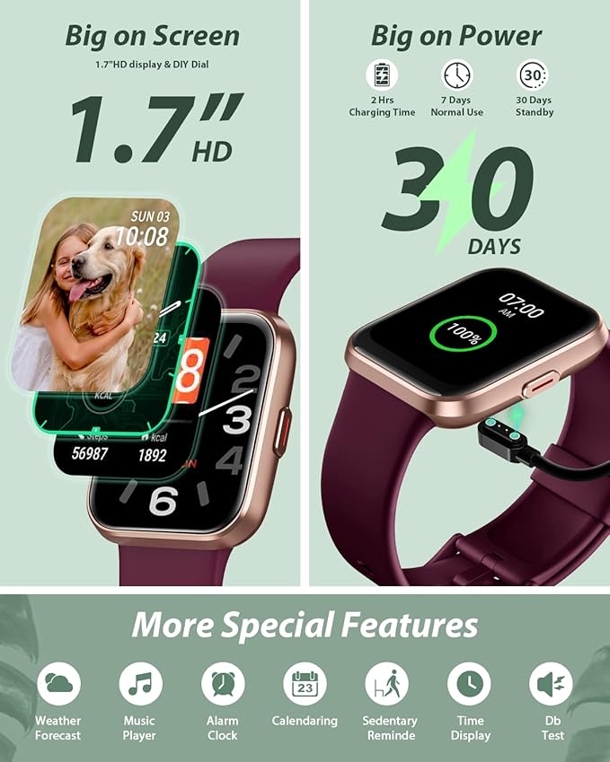 Smart Watch for Men Women(Call Receive/Dial), Alexa Built-in, 1.7" Touch Screen Fitness Tracker with Heart Rate Sleep Tracking, 60 Sports Modes, 5ATM Waterproof Smartwatch for Android iPhone