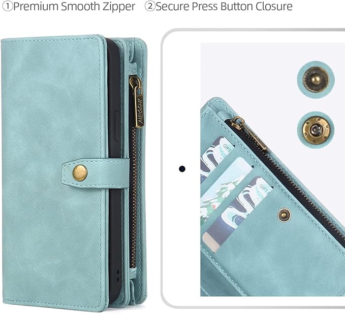 TwoHead for Samsung Galaxy S23 Plus Wallet Case with Card Holder & Detachable Magnetic Phone Case for Galaxy S23 + 6.6 in PU Leather Phone Case Wallet (Dream Blue)