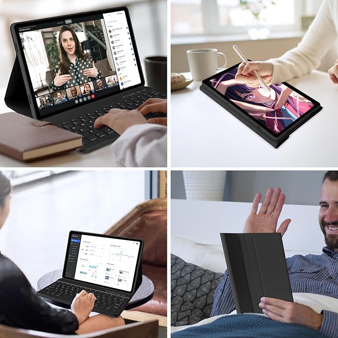 MMK Galaxy Tab A9 Plus Case with Keyboard, Samsung A9 Plus Tablet Case Keyboard (11" 2023, SM-X210/X216/X218), Wireless Detachable-Black