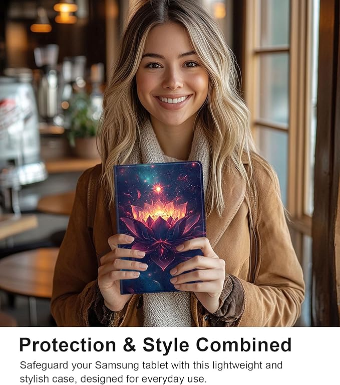 Case for Samsung Galaxy Tab A9+/A9 Plus 11” 2023 Model (SM-X210/X216/X218), Slim PU Leather Stand Cover with Auto Wake/Sleep, Multi-Angle Viewing & Shockproof, Lotus