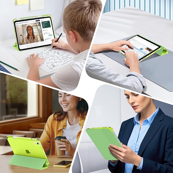 MoKo for iPad (A16) 11th Generation Case 11 Inch 2025, iPad 10th Gen Case 10.9 Inch 2022 with Pencil Holder, Slim Light Trifold Protective Cover with Hard PC Translucent Back Shell, Glitter Grape