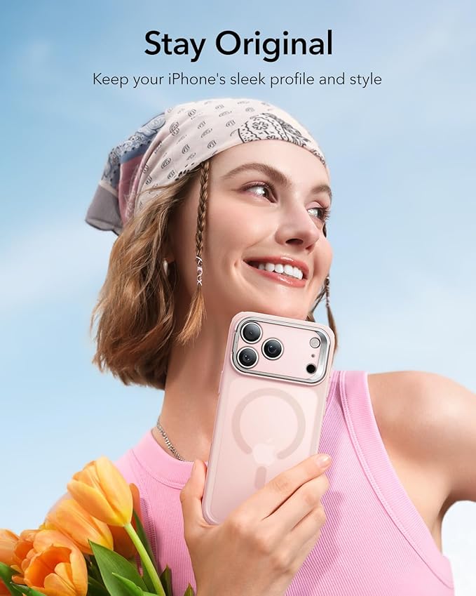 ESR for iPhone 17 Pro Case with Stand, Camera Control Cover Compatible with MagSafe, Military-Grade Drop Protection Magnetic Phone Case for iPhone 17 Pro, Frosted Bubblegum Pink